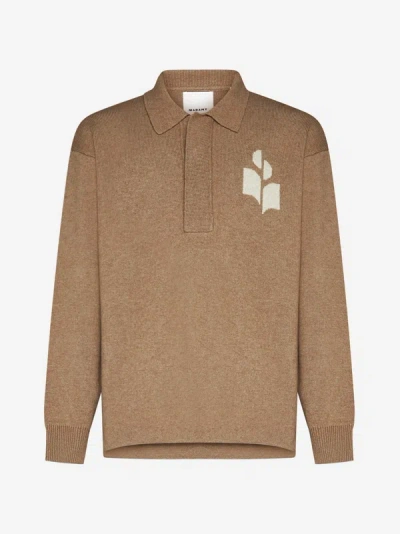 Marant William Cotton And Wool Sweater In Camel