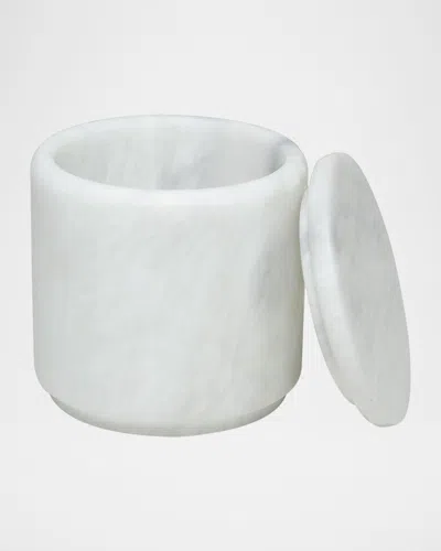 Marble Crafter Eris Collection Pearl White Marble Canister