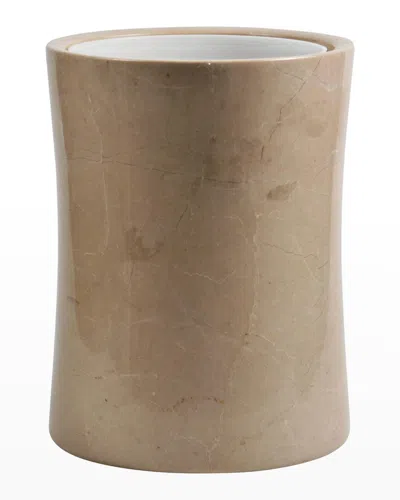 Marble Crafter Myrtus Verona Beige Marble Waste Bin W/ Liner In Pinkish Beige