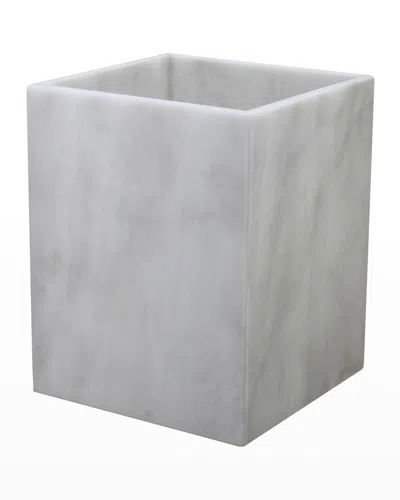 Marble Crafter Sinon Collection Wastebasket With Liner In Pearl White