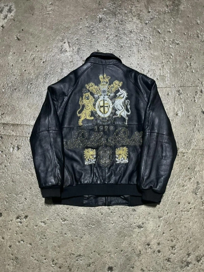Pre-owned Marc Buchanan X Pelle Pelle Crazy Vintage Y2k Pelle Pelle Studded Hip-hop Leather Jacket In Black