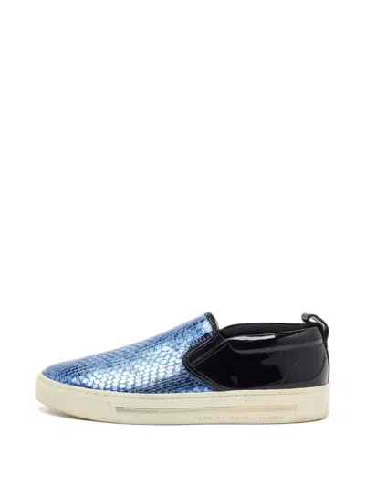 Pre-owned Marc By Marc Jacobs Broome Leather Sneakers In Blue