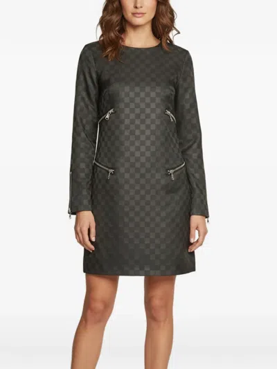 Pre-owned Marc By Marc Jacobs Checker-pattern Zip-detail Mini Dress In Black