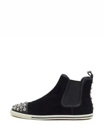 Pre-owned Marc By Marc Jacobs Studded Leather High-top Sneakers In Black