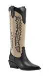 Marc Fisher Ltd Roselle Western Boot In Black/ Beige