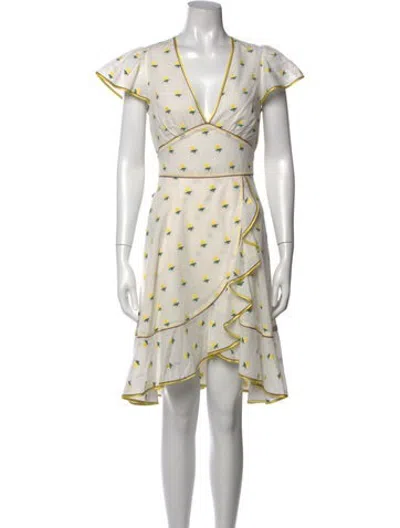 Pre-owned Marc Jacobs Floral Print Mini Dress In White