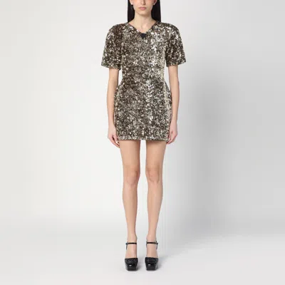 Marc Jacobs Gold Mini Dress With Sequins In Metal