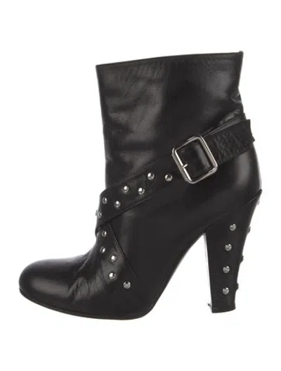Pre-owned Marc Jacobs Leather Studded Accents Boots In Black