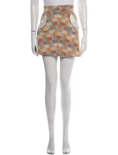 Pre-owned Marc Jacobs Plaid Print Mini Skirt In Orange