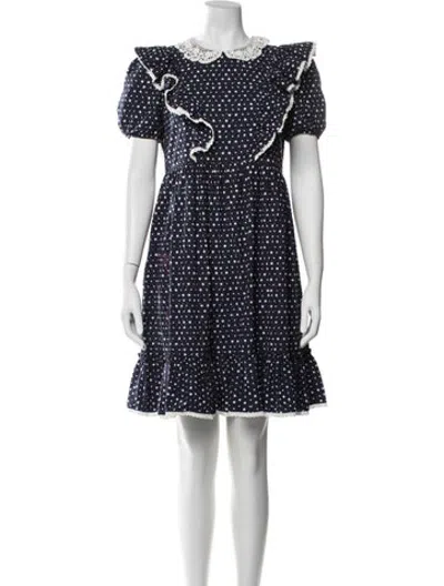 Pre-owned Marc Jacobs Polka Dot Print Mini Dress In Blue