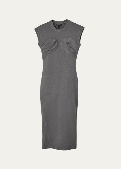 Marc Jacobs Seamed Up Body-con Midi Dress In Steel Grey