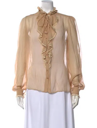 Pre-owned Marc Jacobs Silk Tie Neck Blouse In Neutrals