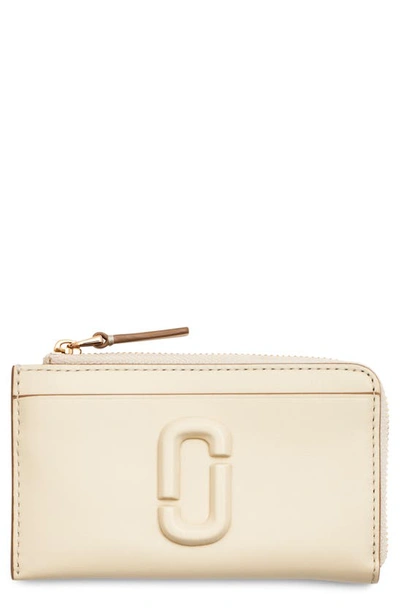 Marc Jacobs The Top Zip Multi Leather Card Holder In Cloud White