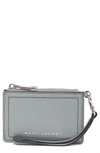 Marc Jacobs Top Zip Leather Wristlet In Rock Grey