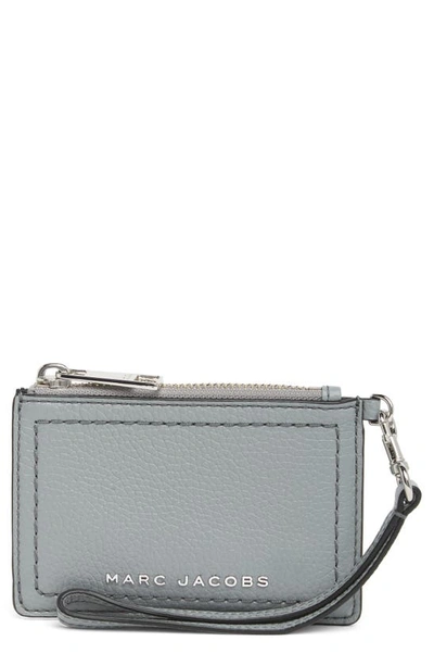 Marc Jacobs Top Zip Leather Wristlet In Gray