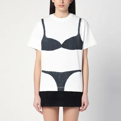 Marc Jacobs White Trompe Loeil T-shirt With Lingerie Print