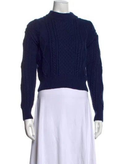 Pre-owned Marc Jacobs Wool Mock Neck Sweater In Blue
