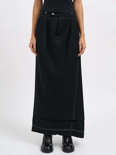 Marc Le Bihan Long Wool Skirt In Black