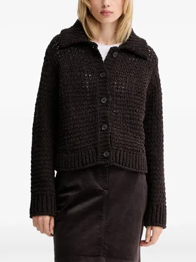 Marc O'polo Button Collared Cardigan In Brown
