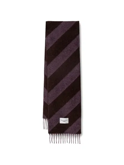 Marc O'polo Diagonal-stripe Fringed Scarf In Purple