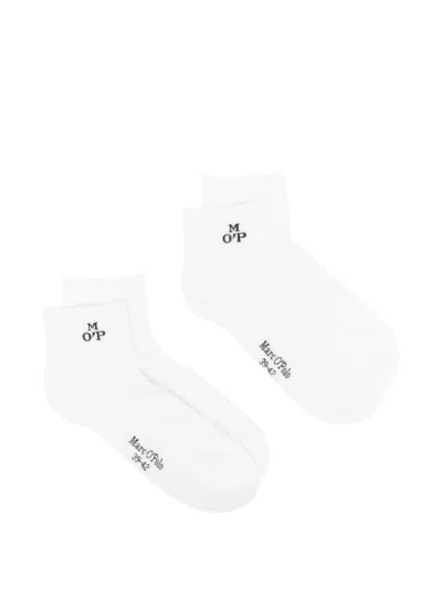 Marc O'polo Logo-intarsia Ankle Socks (set Of Two) In White