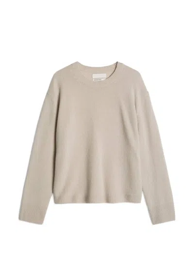 Marc O'polo Round-neck Side-slit Sweater In Neutrals