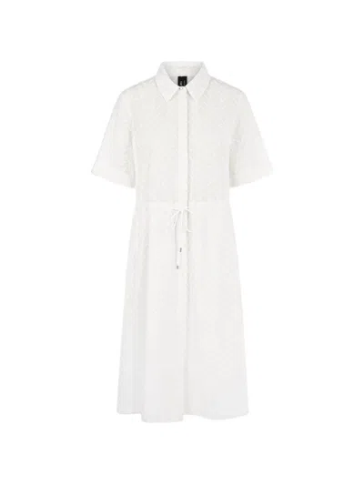 Marccain Chevron-pattern Drawstring Midi Dress In White