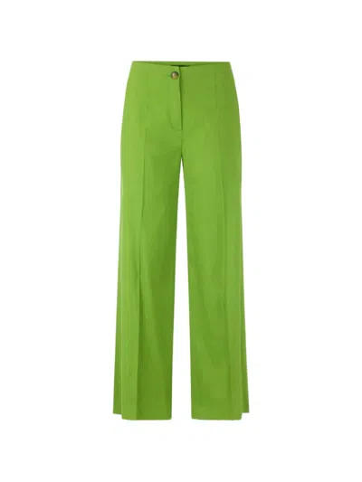 Marccain Waukee Pressed-crease Wide-leg Trousers In Green