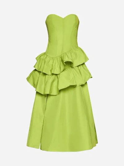 slim fit dress slacks Women's Adelaide Fit and Flare Long Sleeved Taffeta Midi Dress XS/S/M/L/XL Green Mean Blvd XL / Green