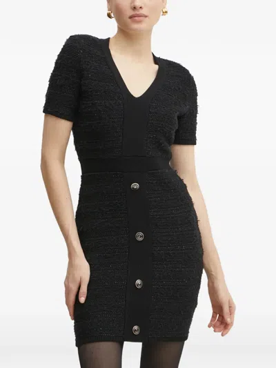 Marciano Button-detail Short-sleeve Mini Dress In Black