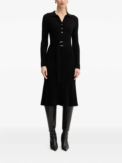 Marciano Long-sleeve Belted Midi Dress In Black
