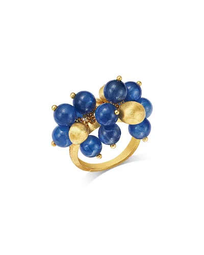 Marco Bicego 18k Yellow Gold Africa Kyanite & Textured Bead Cluster Statement Ring In Multi