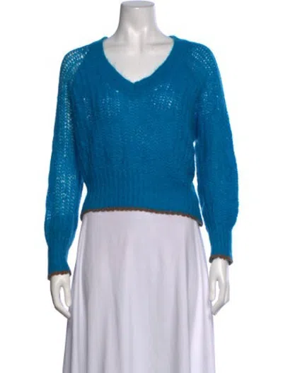 Pre-owned Marco De Vincenzo Mohair V-neck Sweater In Blue