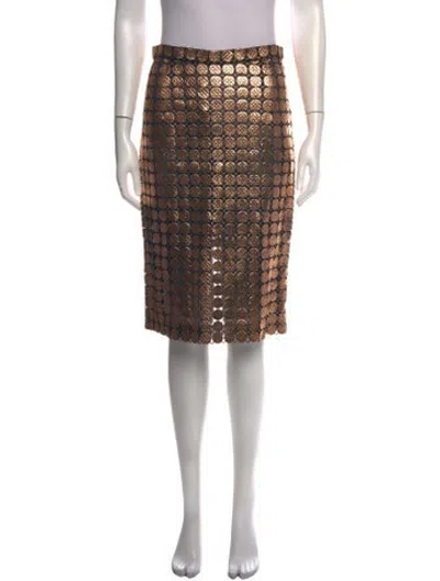 Pre-owned Marco De Vincenzo Patterned Knee-length Skirt In Brown/metallic