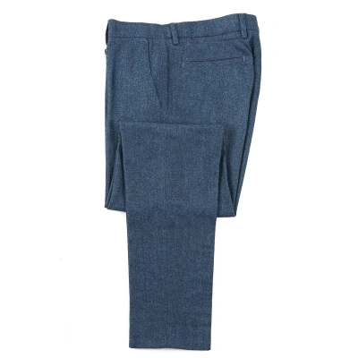 Pre-owned Marco Pescarolo Slim-fit Teal Blue Soft Wool-blend Dress Pants 33 (eu 50)