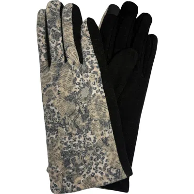 Marcus Adler Leopard Print Tech Gloves In Beige