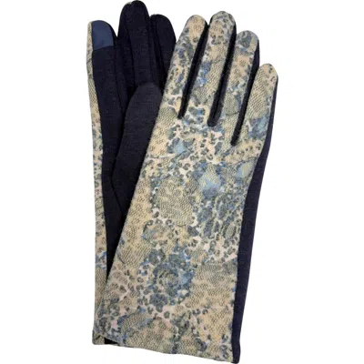 Marcus Adler Leopard Print Tech Gloves In Blue
