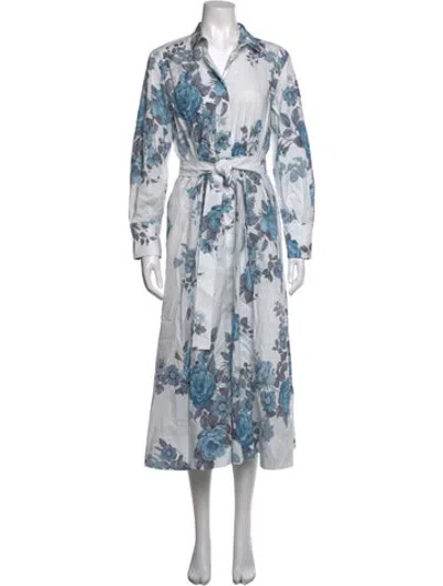 Pre-owned Marella Floral Print Midi Length Dress In Blue