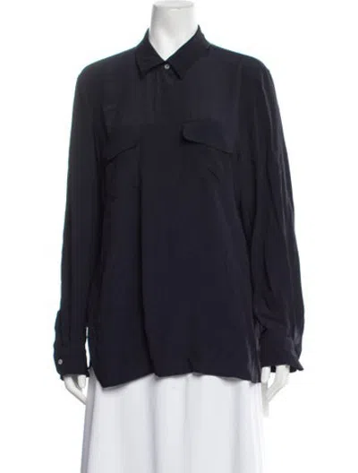 Pre-owned Marella Long Sleeve Button-up Top In Blue
