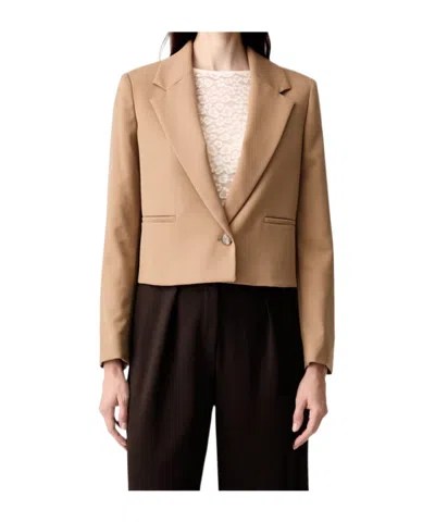 Marella Single-button Blazer With A Lapel Collar In Brown