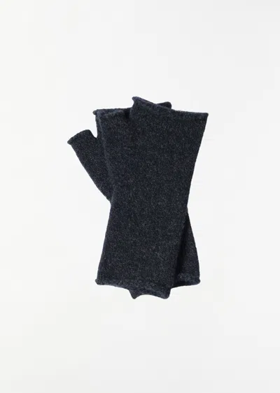 Margaret Howell Merino Wool Cashmere Fingerless Mitten In Navy / Charcoal Twist