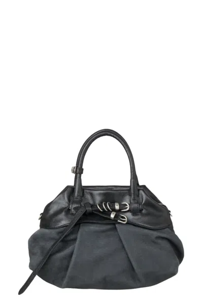 Margesherwood Black Soft Grandma Layered Leather Shoulder Bag In Grey