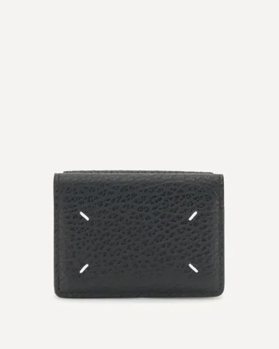 Margiela Wallet With White Stitch In Black