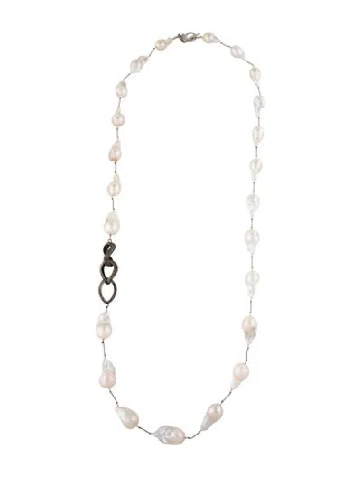 Pre-owned Margo Morrison Baroque Pearl, Diamond & Crystal Bead Necklace, 36.5" In Multicolor