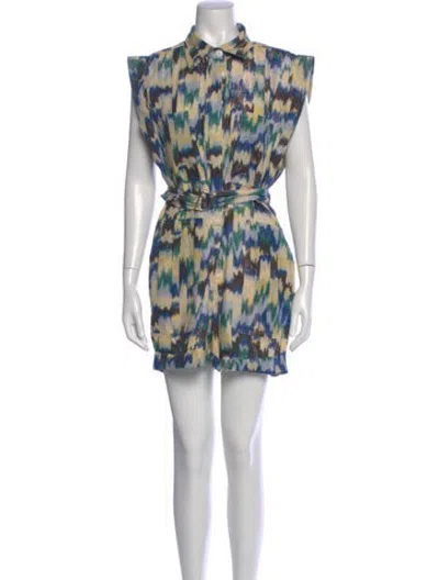 Pre-owned Maria Cher Printed Romper In Blue