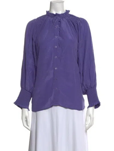 Pre-owned Maria Cher Silk Long Sleeve Blouse In Purple