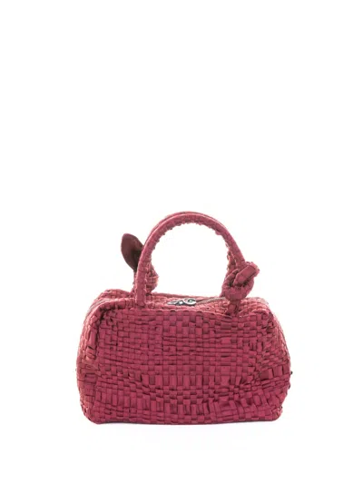 Maria La Rosa Burgundy Woven Double-handle Bag