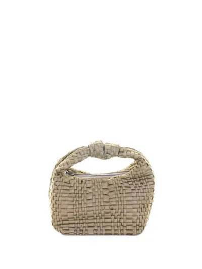 Maria La Rosa Mini Datolite Handbag In Beige Woven Ribbon