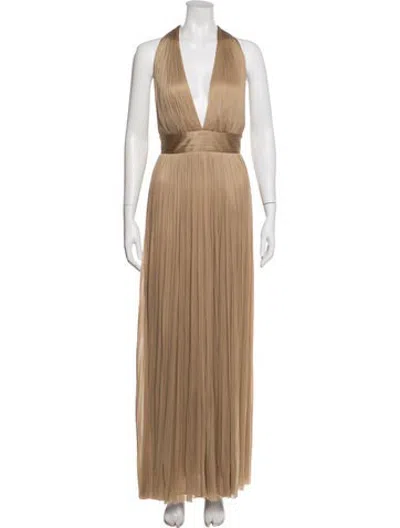 Pre-owned Maria Lucia Hohan Silk Long Dress In Gold