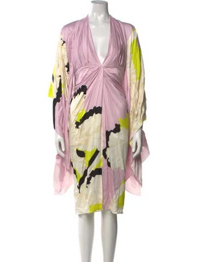 Pre-owned Maria Lucia Hohan Silk Midi Length Dress In Pink